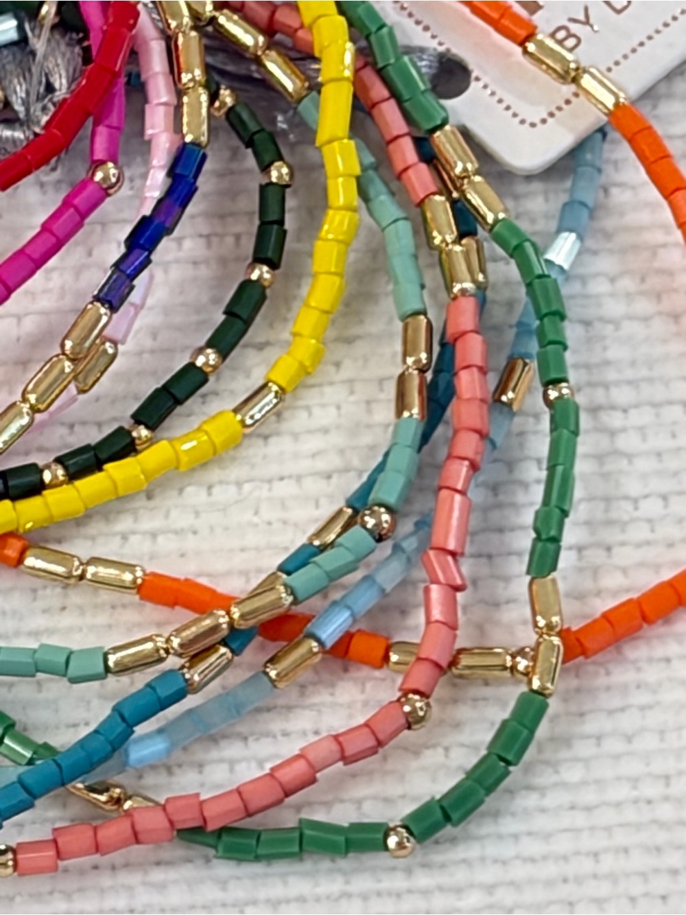 NWT RUSH Colorful Seed Bead Stretch Bracelet Set with Gold Accents SET OF 12!! - Picture 2 of 3